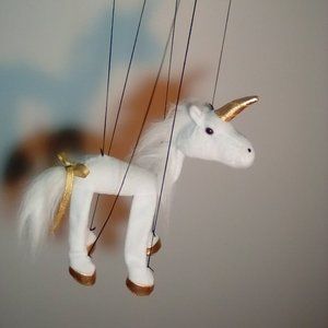 White unicorn marionette
